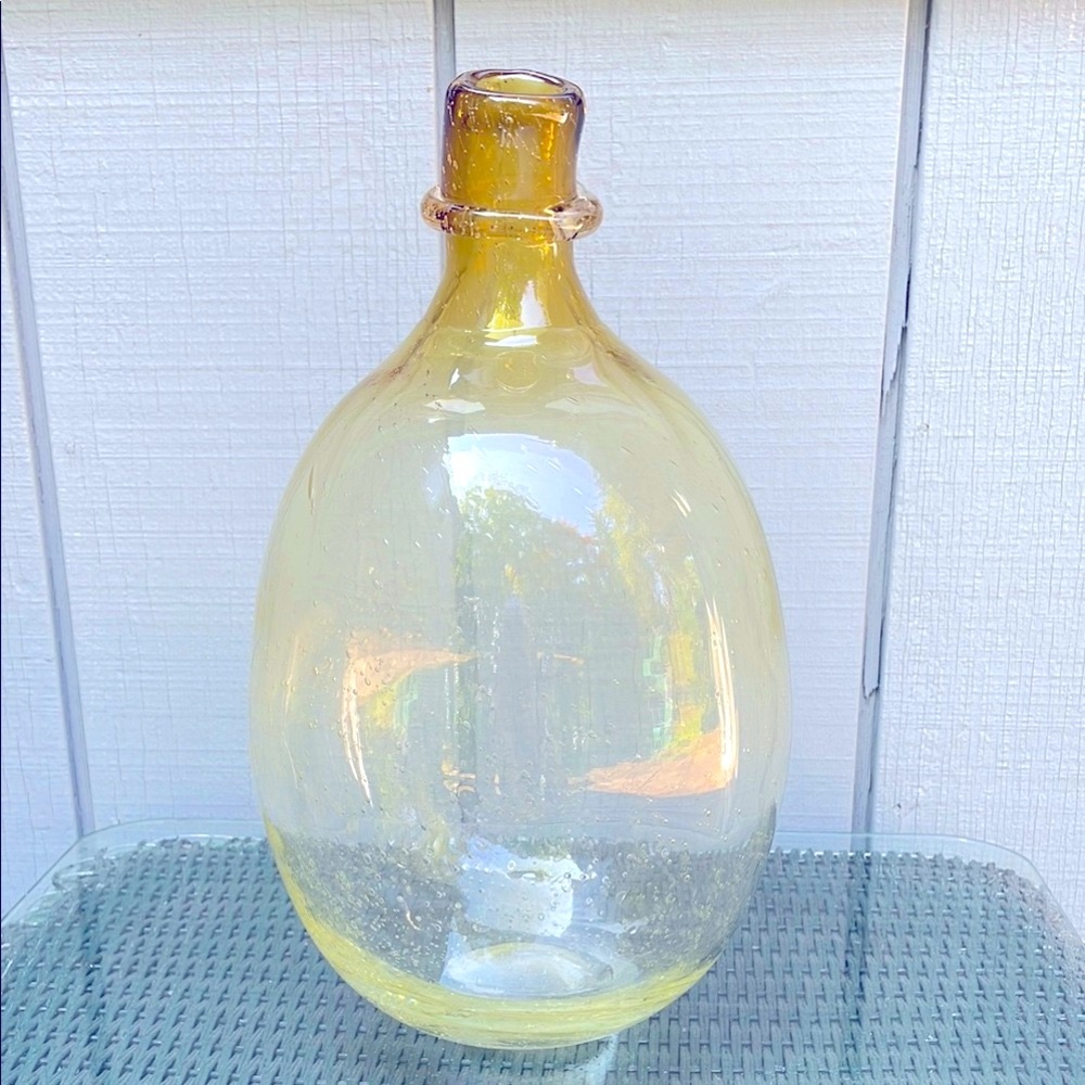 Floor Vase Decorative Blown Glass Controlled Bubble Large 13.25” Jug or Pitcher